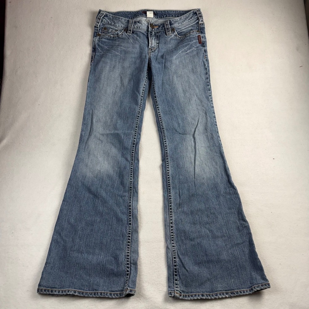 Silver Jeans Tia Flare Leg Medium Wash Low Rise Denim Jeans Size 31/33